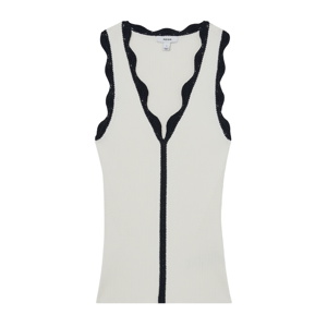 REISS Freya Scallop-Trim Rib-Knit Vest